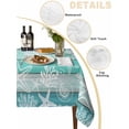 thumbnail image 5 of Teal Coastal Beach Rectangle Tablecloth, Nautical Starfish Coral Vintage Wooden Waterproof & StainResistant Tablecloth, Washable Oil-proof Table Cover for Dining/Party/Wedding/Camping/Buffet 52x70 In, 5 of 9