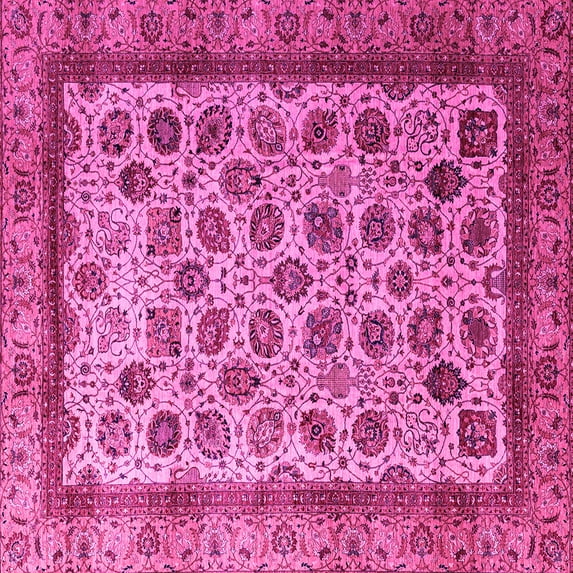 Ahgly Company Indoor Square Abstract Pink Modern Area Rugs, 5' Square