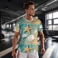 thumbnail image 3 of Wukai Starfish And Seashell Print Men's Short-Sleeved Mesh T-Shirt,Quick-Dry Short Sleeve Workout T-Shirt-X-Small, 3 of 8