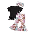 thumbnail image 5 of Douhoow 1-6Y Toddler Girl Short Sleeve Tassel T-Shirts Donuts Printed Flare Pants 2Pcs Clothes Set, 5 of 7