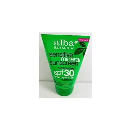 Alba Botanica Sensitive Mineral Sunscreen, Fragrance Free Lotion SPF 30 4 oz