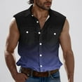 thumbnail image 2 of Yteetum Mens Hawaiian Tank Tops Sleeveless Button down Shirts Summer Casual Print Vintage Colorblock Turndown Collar Sports Tank Patchwork Vacation Beach Sleeveless Tops with Pocket, 2 of 6