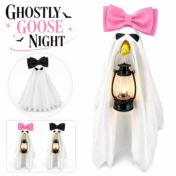 Yard Halloween Decor, Porch Goose Ghost, White Ghost Halloween Decor, Outdoor Lantern Decor, Easy to Put on and Take Off Reusable Seasonal Outfit, Creates A Cute Eye Catching
