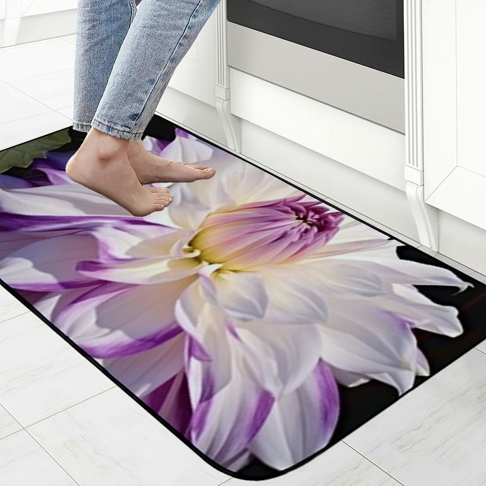Qinduosi Decorative Door Mat, Door Mat with Non-Slip Rubber Backing, Easy Cleaning, Traps Dirt, for Entry, Patio, Garage - Dahlia Flower Garden Plant Nature Blooming 19.68*47.24 in