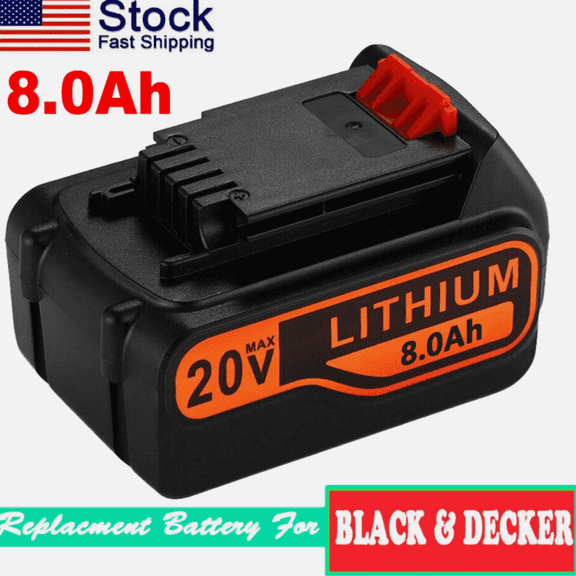 1Pack 8.0Ah 20Volt LB2X4020 Battery Replace for B&D 20V MAX Lithium LBXR20 LBXR20B LBXR20-OPE LBXR2020 LBXR20 LB20 LBX20 LB2X4020