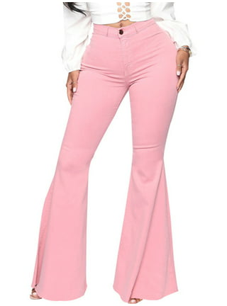Vetinee Classic Bell Bottom Jeans for Women Sexy High Waisted Retro Wide  Leg Baggy Jeans Hot Pink Size XL Size 16 Size 18