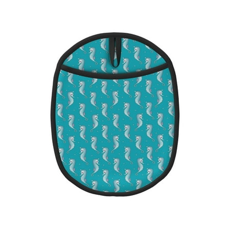 

Blue Sea horses Pot Holders for Kitchen - Heat Resistant Oven Mitts Hot Pads with Pocket Non Slip Silicone Pot Holders Cuteness Hanging Loop Potholders for Kitchen Baking