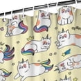thumbnail image 3 of Yellow Cartoon Cat Unicorn Pattern Shower Curtain 72"x84" ,Bathroom Decorative Shower Curtains Set with 12 Hooks,Modern Waterproof Washable Shower Curtain, 3 of 6
