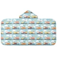 thumbnail image 5 of Yayeee Kids Hooded Towel with Hand Pockets Beach Soft Absorbent Bath Wrap 50 x 23.5 inch, Cartoon Train Pattern, 5 of 5