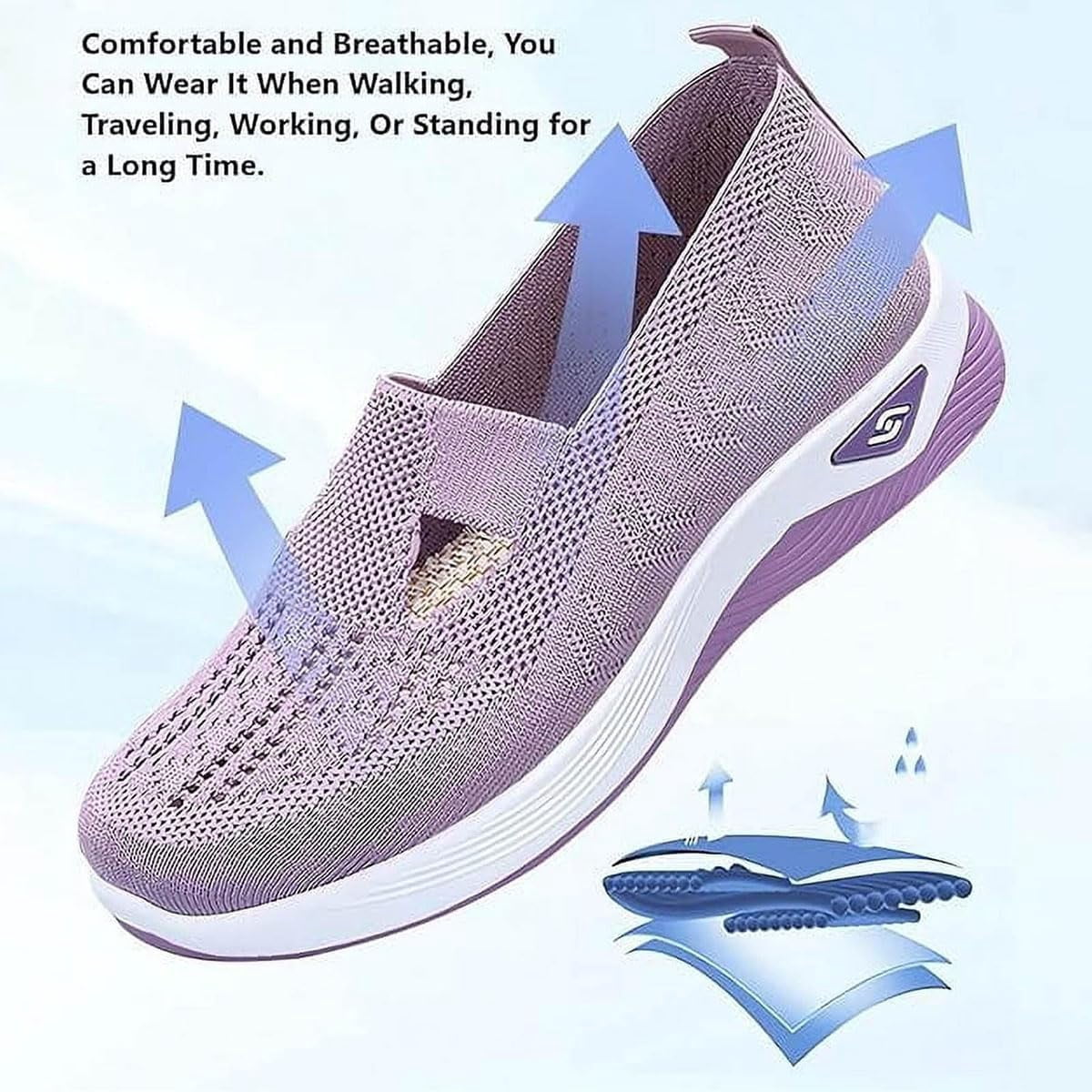 Peinaina Sneakers, Women's Slip On Sneakers, Wide Width, Orthopedic Walking Shoes, Breathable, Comfortable