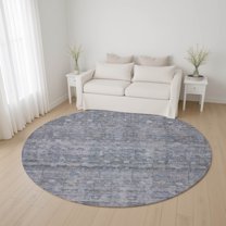 Addison Rugs Mayfield Premium Machine Washable Transitional Geometric Blue Round Rug, 8' x 8'
