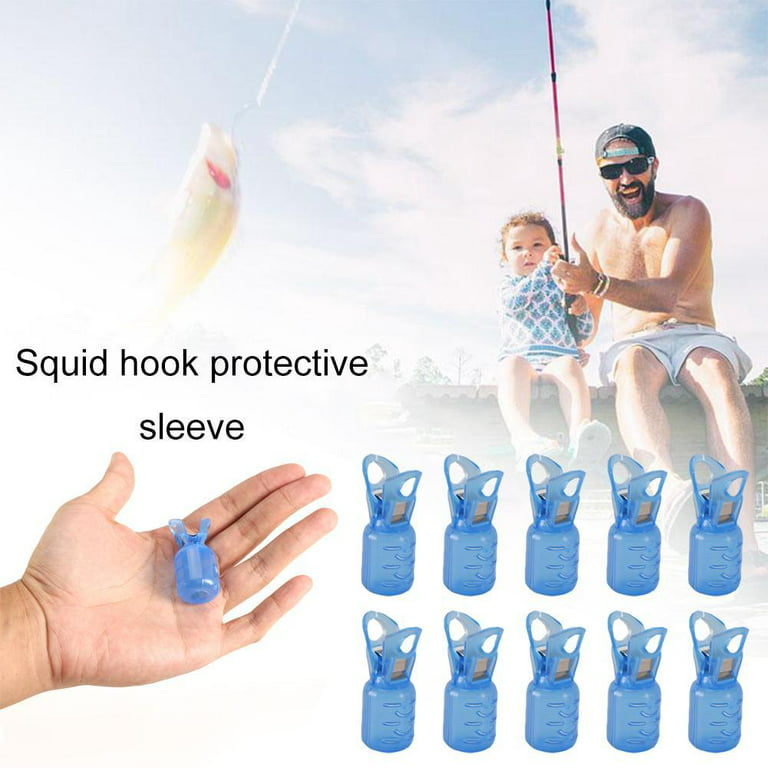 Squid Jig Hook Protector, 10Pcs Plastic Fishing Hooks Shrimp Case Safety  Caps Umbrella Hooks Cover Protector R4E1