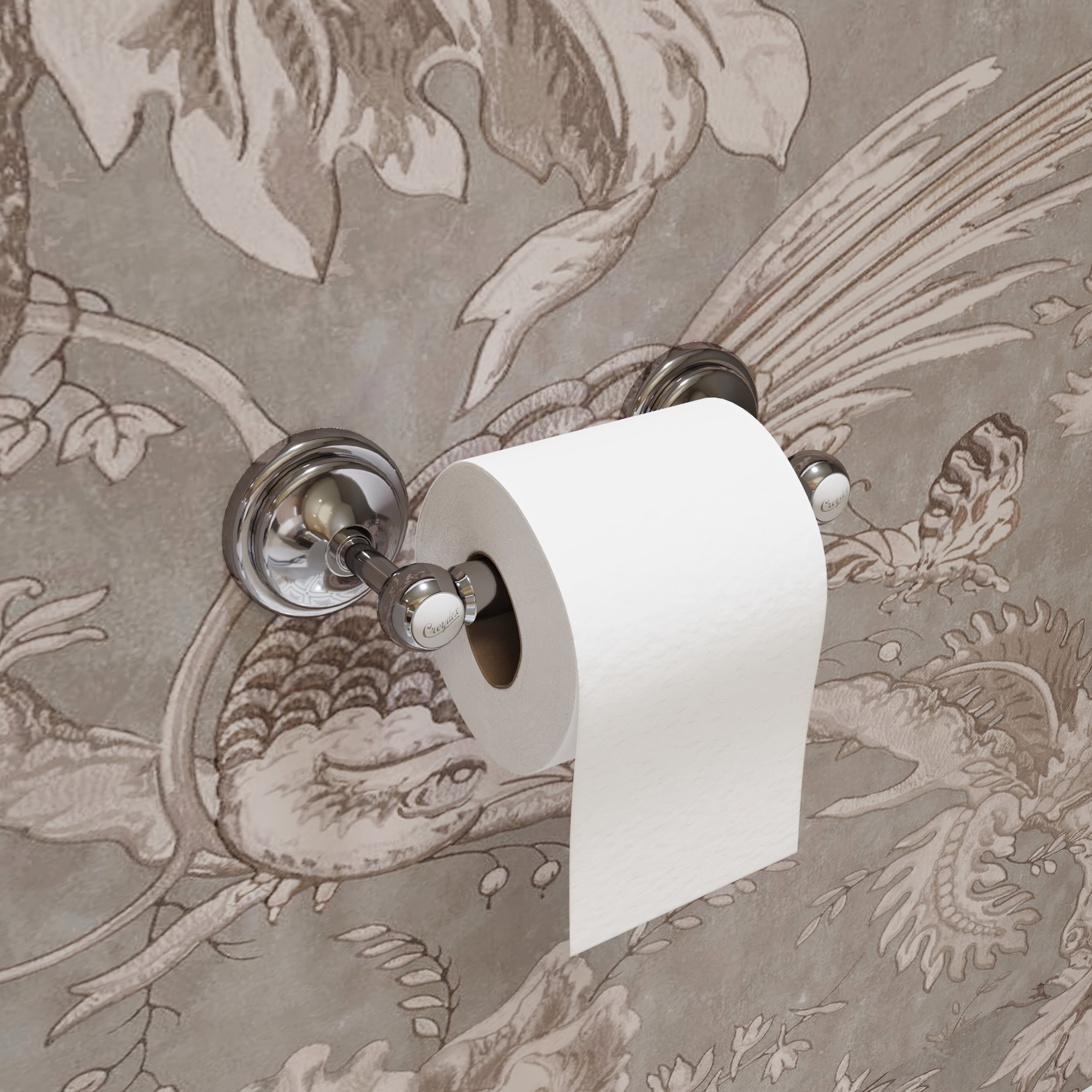 Croydex 1919 Flexi Fix Screw or Glue Wall-Mounted Toilet Paper Holder in Chrome
