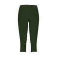 thumbnail image 4 of Jzuxvd Womens High Waist Basic Solid Cotton Soft Capri Leggings Army Green XXL, 4 of 5