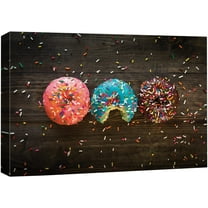 wall26 Canvas Print Wall Art Strawberry, Blueberry & Chocolate Sprinkled Donuts Fruit Food Photography Realism Chic Scenic Colorful Multicolor Ultra for Living Room, Bedroom, Office - 24"x36
