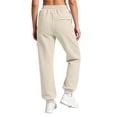 thumbnail image 5 of ZHYou No Boundarie Sweatpants for Women Casual Cuffed Leg Stretchy High Waisted Loose Cute Pants with Side Zip Pocket,Beige,Size M, 5 of 7