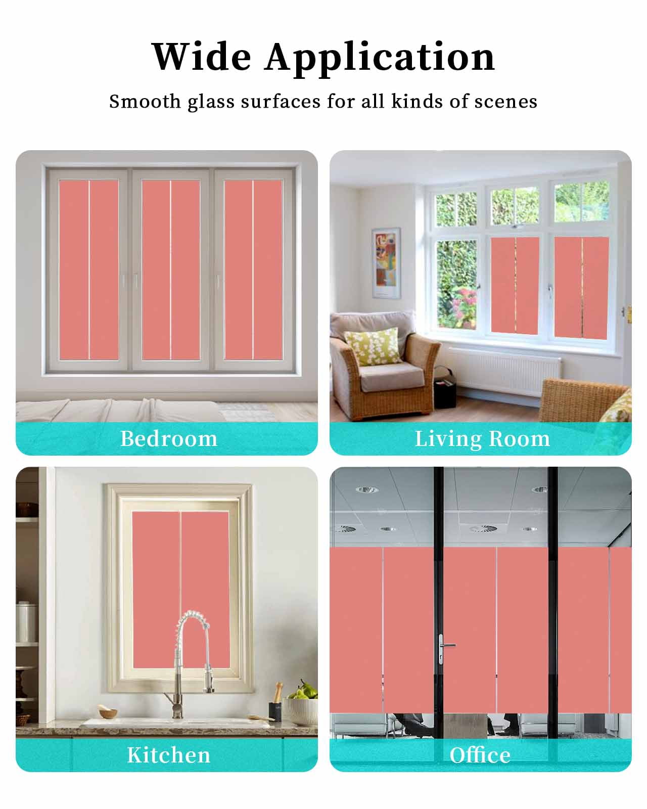 Window Privacy Film, Coral Red UV Sun Blocking Window Tint Film Heat Control One Way Blackout Window Film, Pure Orange Red Solid Color Simple Minimalism Art Non Adhesive Static Cling 35.4x78.7 In