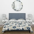 thumbnail image 3 of Designart "Graceful Antique Blue Florals" Floral Bedding Covert Set - Cottage Bed Set With 2 Shams, 3 of 5