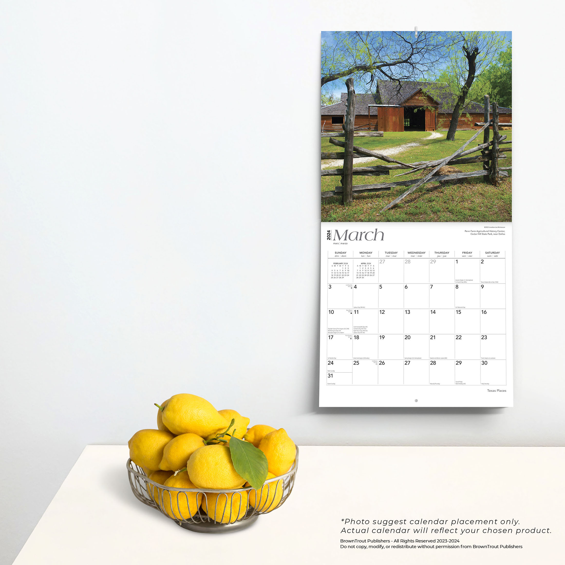 Texas Places | 2024 12x24" (Hanging) Square Wall Calendar | BrownTrout -  Walmart.com