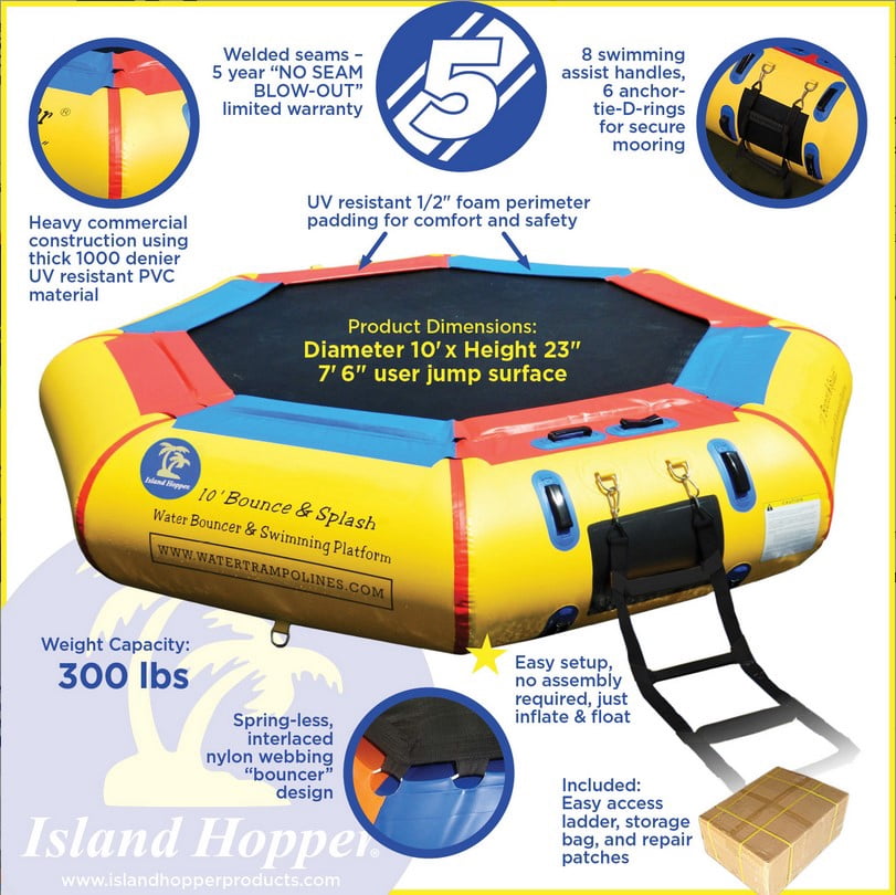 ISLAND HOPPER 10 Feet Bounce and Splash Water Park with Bouncer Slide