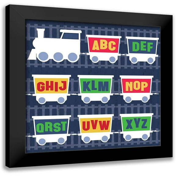 Gibbons, Lauren 12x12 Black Modern Framed Museum Art Print Titled - Trains Letters
