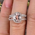 thumbnail image 5 of 1.75 Carat Morganite Engagement Ring On 10k White Gold Halo Design Bridal Ring Set Oval Cut Gemstone Thin Pave Stacking Band Split Shank Surprisingly, 5 of 5