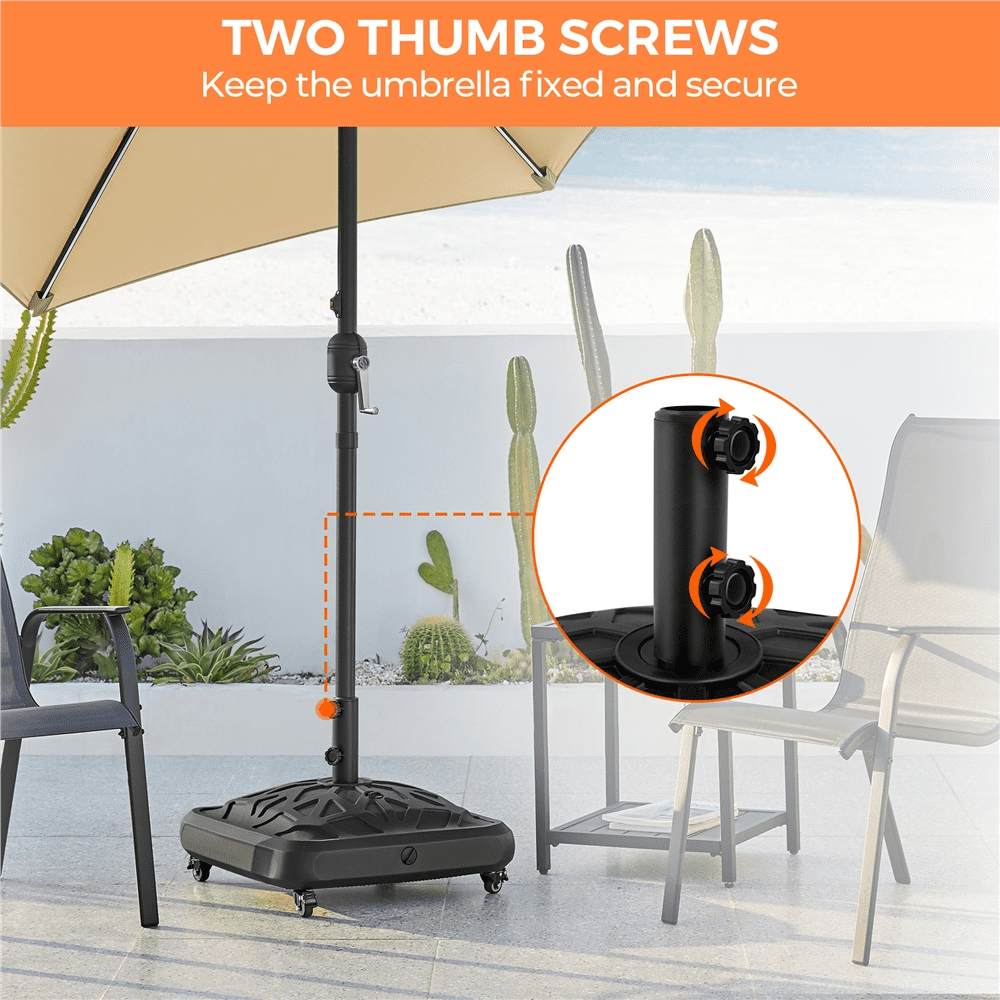 Renwick Rolling Umbrella Base Stand with Roots Pattern, Black