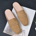 thumbnail image 5 of Modisza Mules for Women Square Closed Toe Slip on Flat Slides Comfortable Suede Backless Slides Loafers for Business Work Brown 8.5, 5 of 7