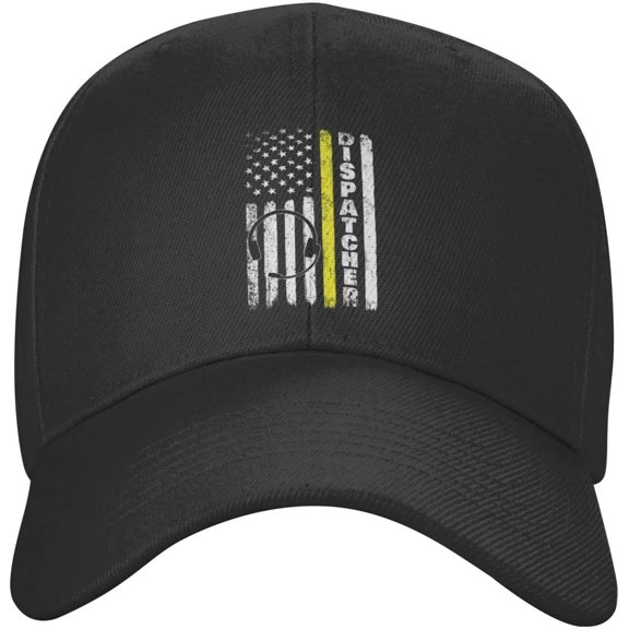 Number 911 Dispatcher Thin Gold Yellow Line Dispatch American Flag Hat Adult Adjustable Classic Casquette hat Baseball Cap