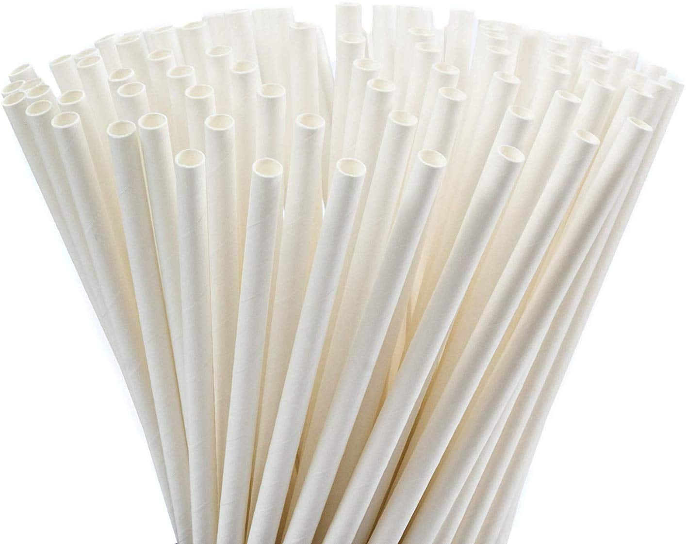 250 Count 9' White Paper Biodegradable Drinking Straws Individually