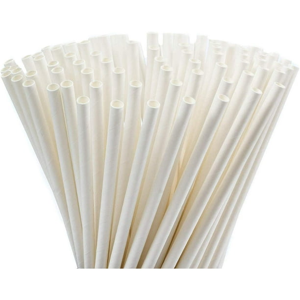 250 Count 9' White Paper Biodegradable Drinking Straws Individually