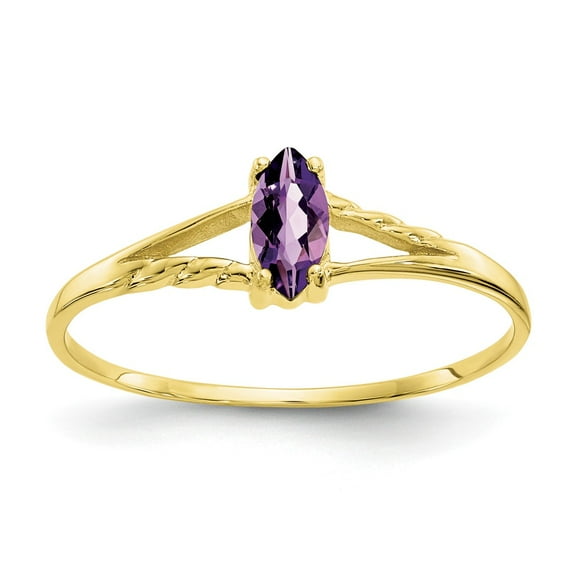 10K Yellow Gold Ring Band with Stones (02) February Amethyst Marquise Purple