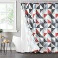 thumbnail image 2 of Mainstays 14-Piece Red & Black Geometric Shower Curtain Set – 72" x 72" Fabric Curtain, PEVA Liner & Hooks, Bold Modern Bathroom Décor, 2 of 9