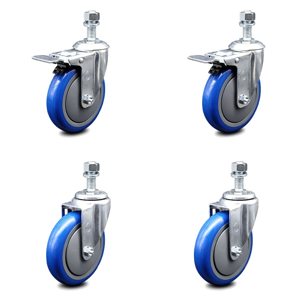 USA Set of 4 Swivel Plate Casters 2" Polyurethane Wheels 2 with Total Lock Brake 