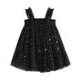 thumbnail image 2 of LYHaoo Girls Summer Party Dress With Star Moon Layer Sparkly Puff Sleeveless Dress For Toddler Kids Holiday Celebration，Princess Casual Dresses Sizes 3-4 Years Black, 2 of 6