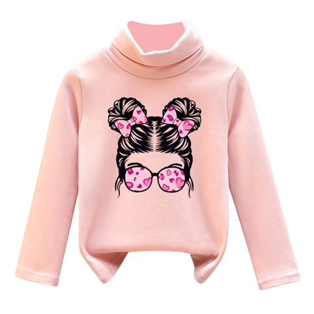 WEAIXIMIUNG Clothes for Girls 14-16 Set Kids Shirts High Collar and Velvet for Warmth Soft Tops Unisex