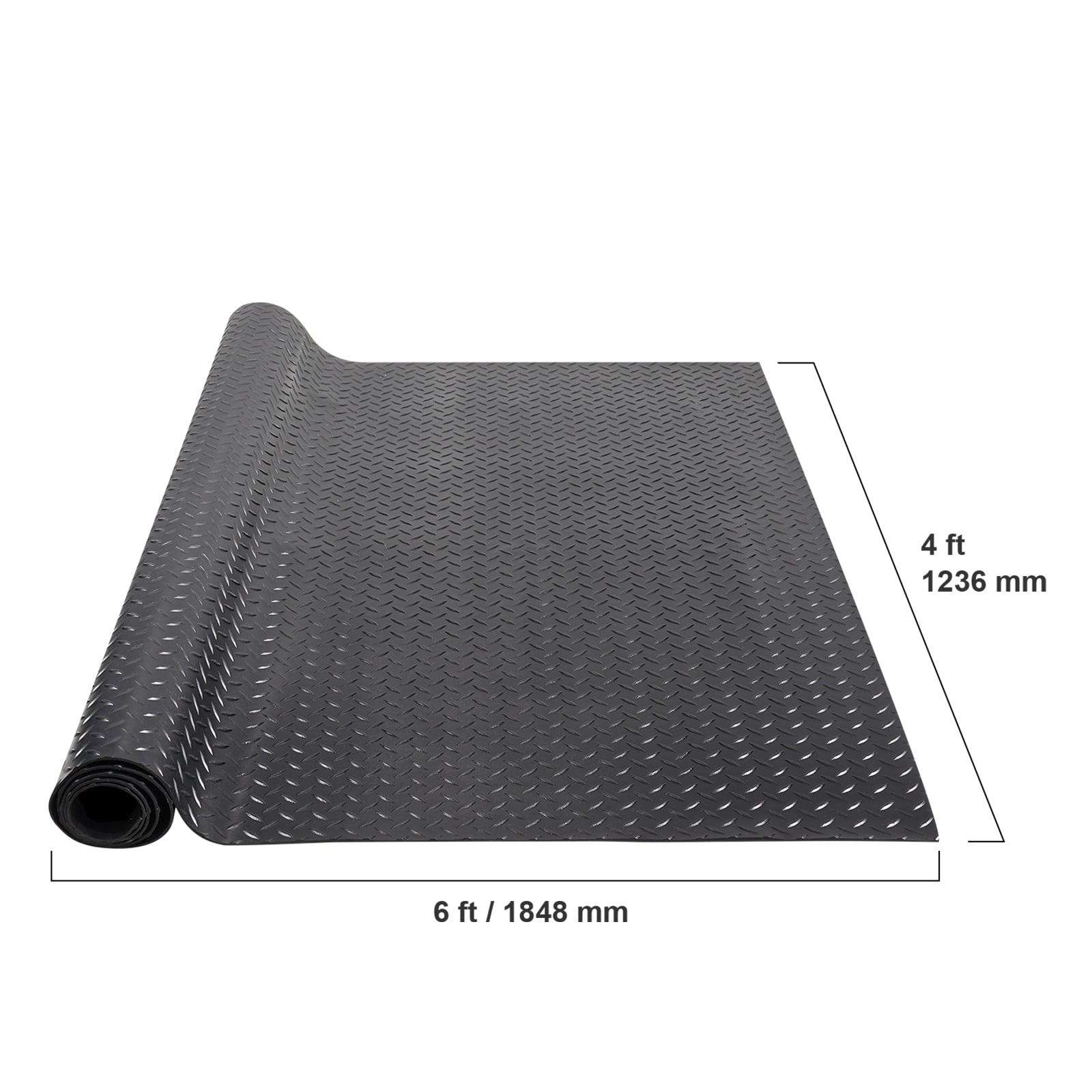 KFFKFF Diamond-Plate Rubber Flooring Roll 3mm x 4ft x 6ft Garage Floor Mat SBR