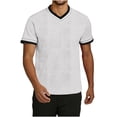 thumbnail image 3 of Football Jerseys Tops for Men Plain Workout Sport Shirts Casual Activewear Colour Block V-Neck T-Shirt Breathable Summer Tops Regular Fit Short Sleeve T-Shirt Quick-Dry Gym Pullover, 3 of 6