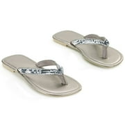 Angle View: Sequin Rubber Flip Flops
