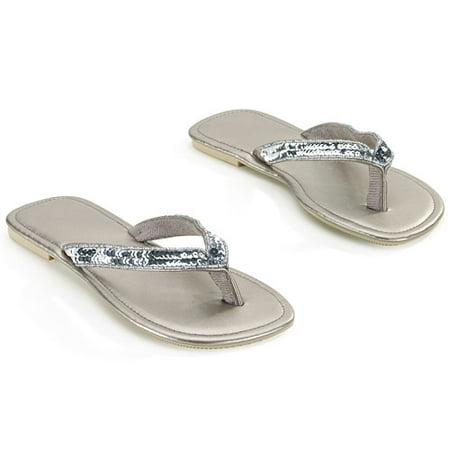 Sequin Rubber Flip Flops