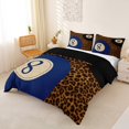 thumbnail image 3 of Castle Fairy Sport Billiards Duvet Cover King, Rustic Cheetah Print King Bedding, Blue Brown Black,Black Reversible,3 Pieces,1 Duvet Cover and 2 Pillowcases, 3 of 6