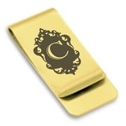 Stainless Steel Alphabet Letter C initial Classic Slim Money Clip Credit Card Holder