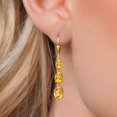 thumbnail image 3 of Gem Stone King 18K Yellow Gold Plated Silver Yellow Citrine 3 Stone Dangle Earrings for Women (4.90 Cttw, Gemstone November Birthstone, Oval Checkerboard 8X6MM, 7X5MM and 6X4MM), 3 of 6