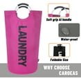 thumbnail image 3 of Caroeas 95L X-Large Laundry Basket (14 Colors), Waterproof Laundry Hamper, Laundry Bag with Padded Handles, Clothes Hamper Stands Up Well, Collapsible Laundry Basket Easy Storage(Purple), 3 of 6
