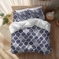 thumbnail image 2 of Vintage Texture Full Size Comforter Set, Classic Blue Stripe Decorative Bedding for All Seasons, 4 Pcs Bed Set, 1Quiltcover (86"x86") ,1Sheet(80"x116"), 2Pillowcases (30"x20"), 2 of 12