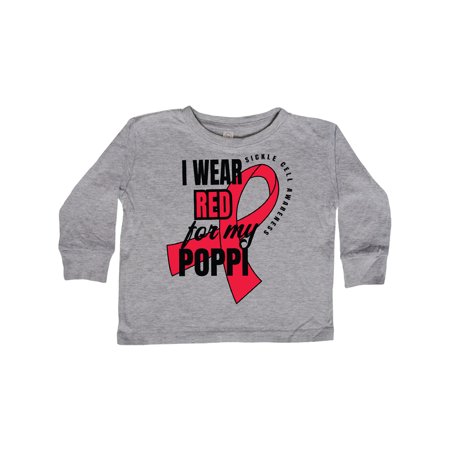 

Inktastic Sickle Cell Awareness I Wear Red For My Poppi Gift Toddler Boy or Toddler Girl Long Sleeve T-Shirt