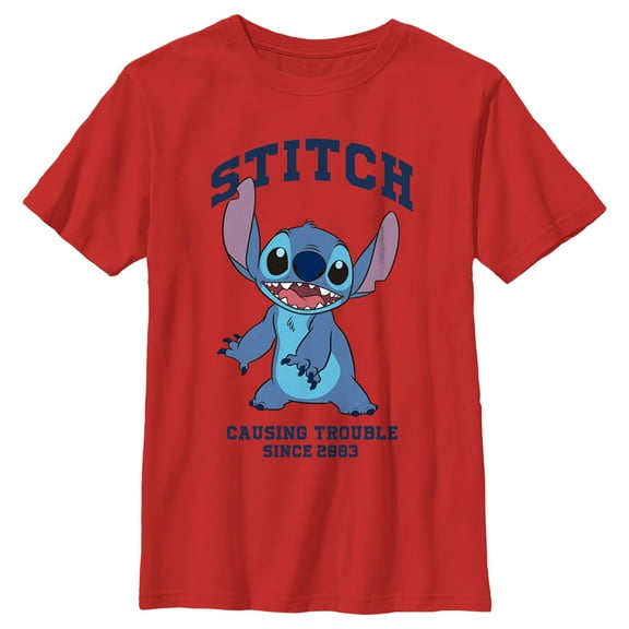 Boy's Lilo & Stitch Causing Trouble Since 2003 Graphic Tee Red X Small