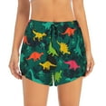 thumbnail image 2 of Rateoe Colorful Dinosaurs Printed 2 in 1 Women's Workout Shorts for Athletic Gym Running Shorts with Phone Pockets-XX-Large, 2 of 7