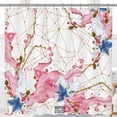 thumbnail image 1 of Elegant White Shower Curtain with Gold Geometric Pattern & Floral Motifs, 1 of 4