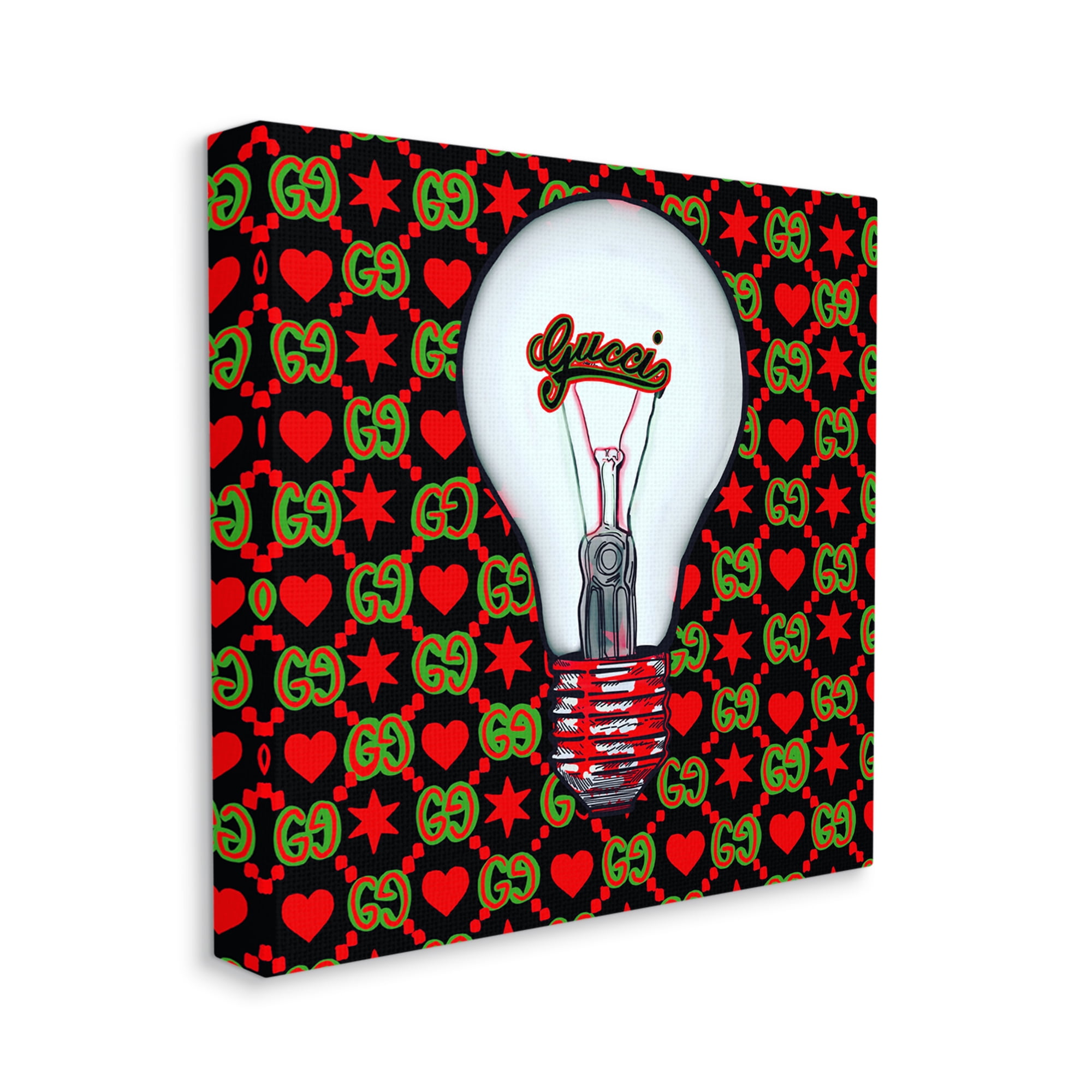 Stupell Industries Glam Brand Lightbulb Pattern Beauty & Fashion Painting Gallery Wrapped Canvas Print Wall Art, 24 x 24